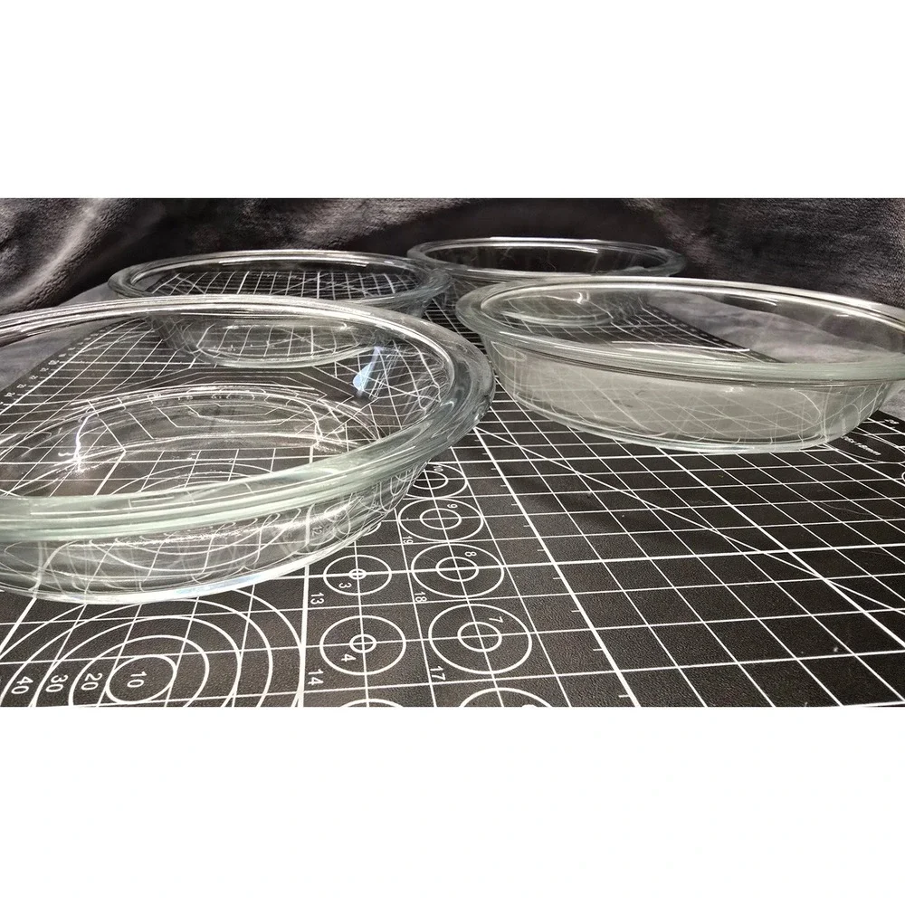 Set of 4 Clear Glass Individual pie or custard 5 Inch Round Ramekin Dessert Dish